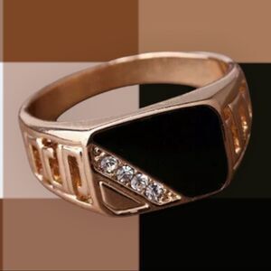 18KT Rose Gold Dipped Men's Onyx Wedding Ring Sizes 6,7,8,9,10,11